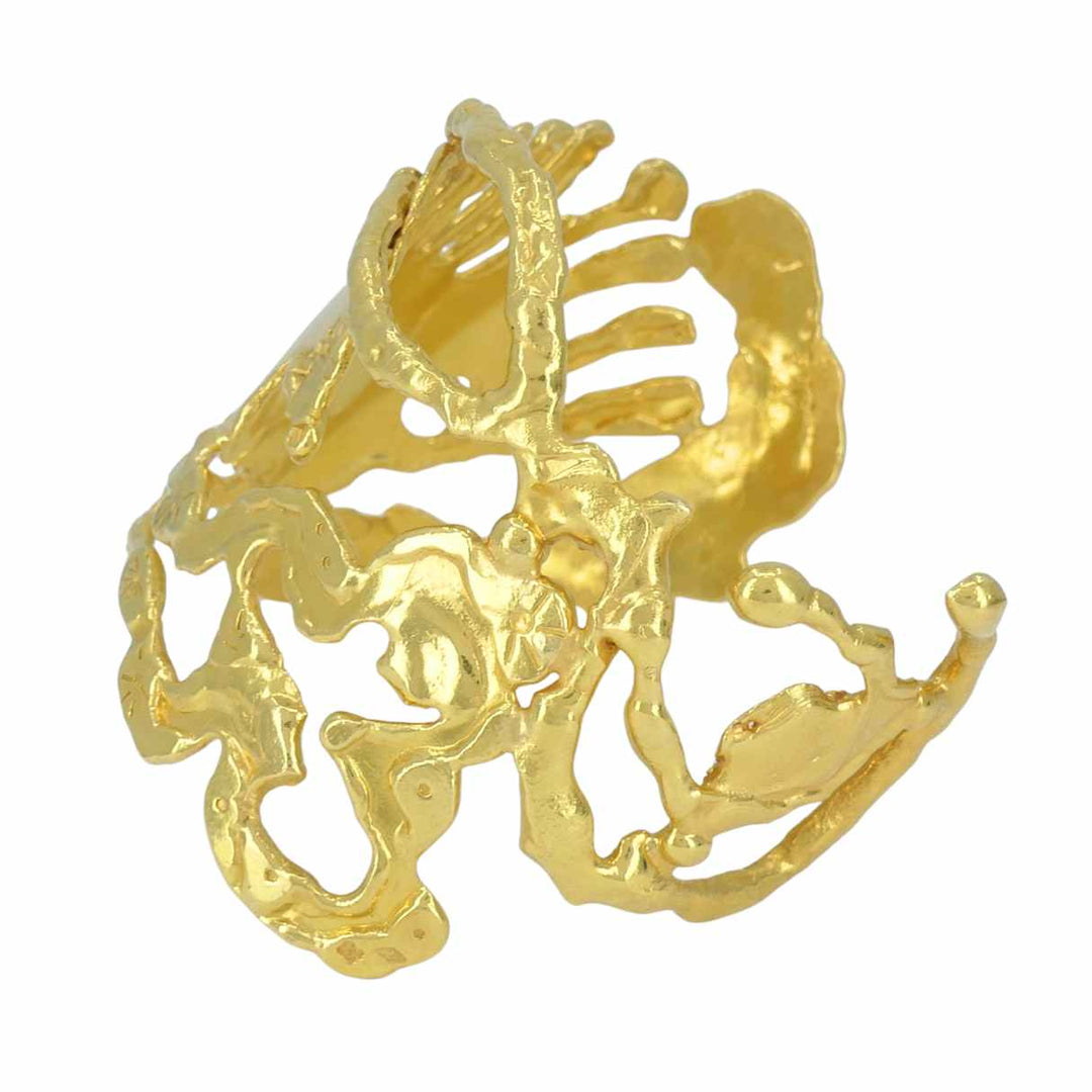 Vintage Jean Mahie 22k Gold Sculptural Cuff Bracelet