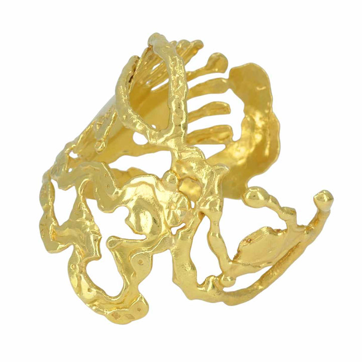 Vintage Jean Mahie 22k Gold Sculptural Cuff Bracelet