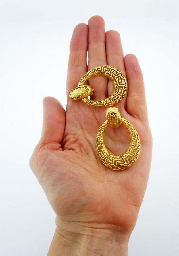 18k Yellow Gold Filigree Door Knockers Earrings