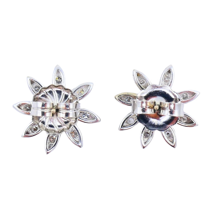 Diamond Floral Stud Earrings 14k Gold