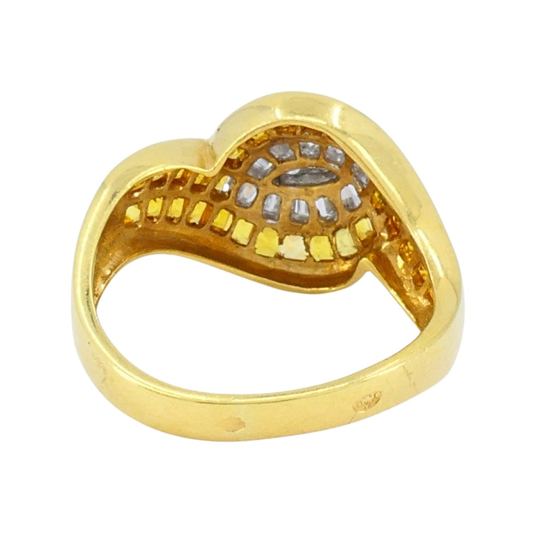Vintage French 18k Gold Diamond Citrine Ring