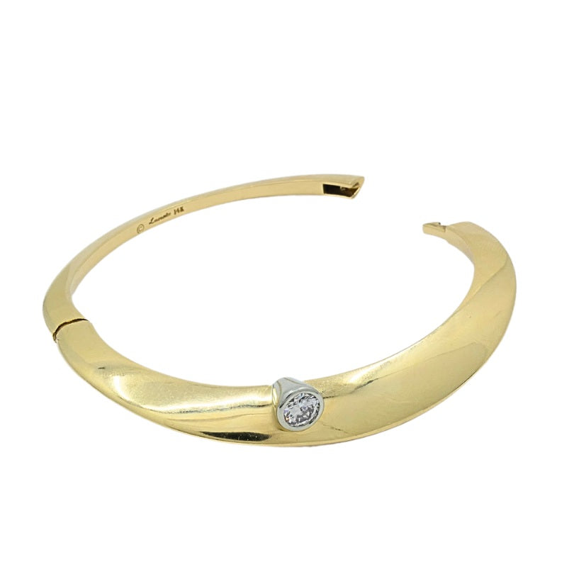 Lacroix Mid Century 14K Gold Diamond Bracelet Bangle