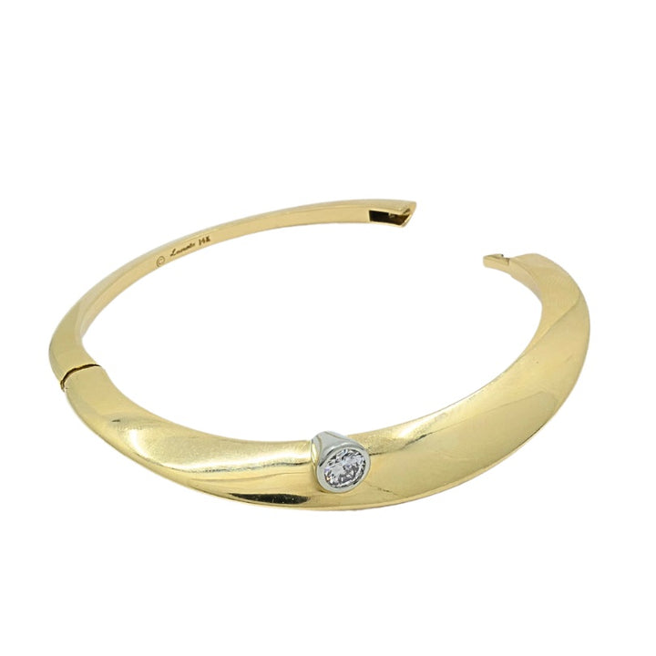 Lacroix Mid Century 14K Gold Diamond Bracelet Bangle