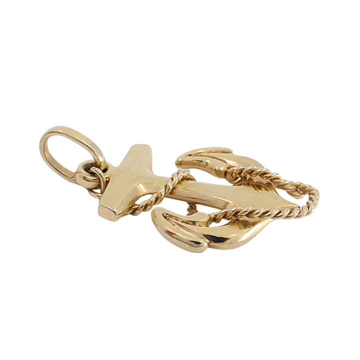 14k Gold Anchor Pendant 14k Wire Choker Necklace