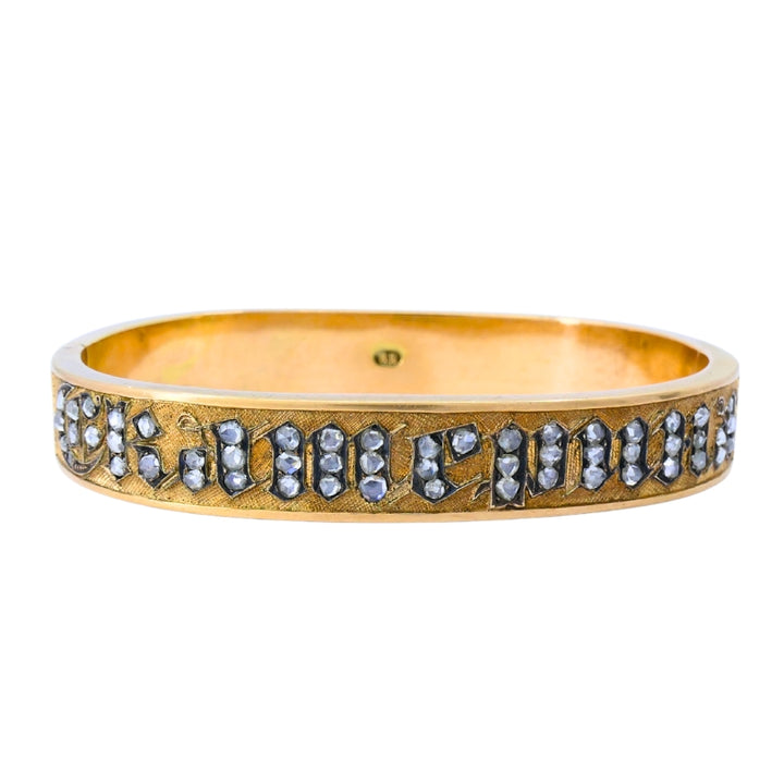 Victorian Imperial Russian 14k Gold Bracelet Rose Cut Diamonds Antique Estate Jewelry
