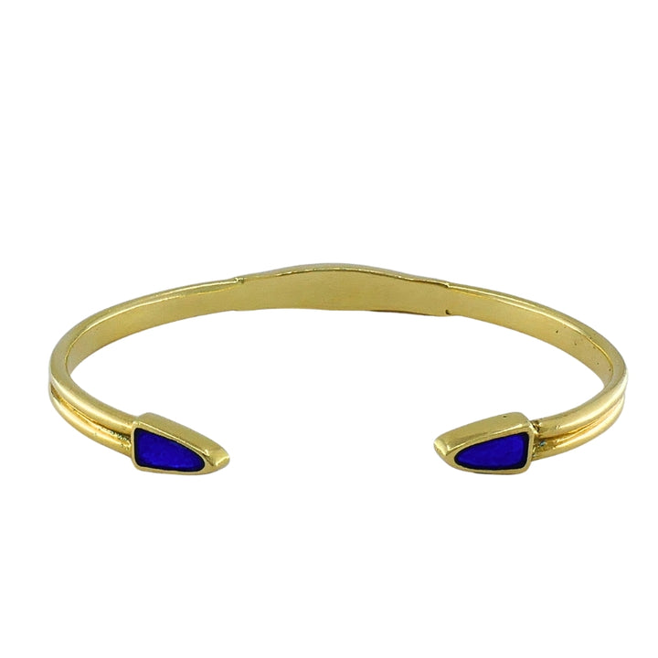 Vintage 18k Gold Blue Enamel Bangle Bracelet