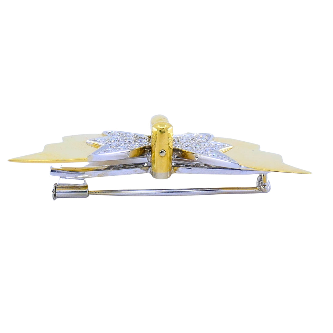 Vintage Pomellato 18k Gold Diamond Butterfly Brooch
