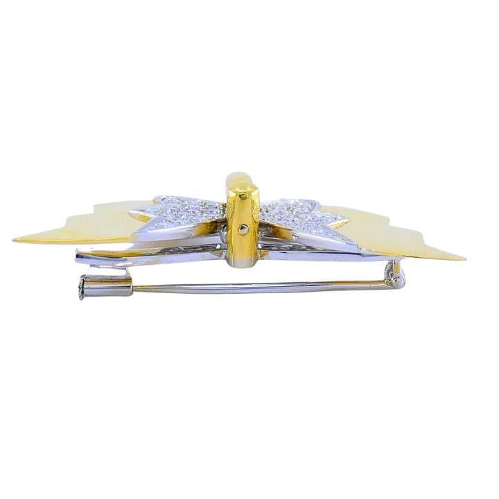 Vintage Pomellato 18k Gold Diamond Butterfly Brooch