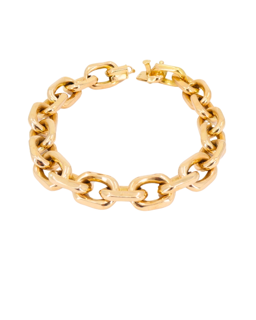 Vintage French 18k Rose Gold Chain Bracelet Rectangular Link