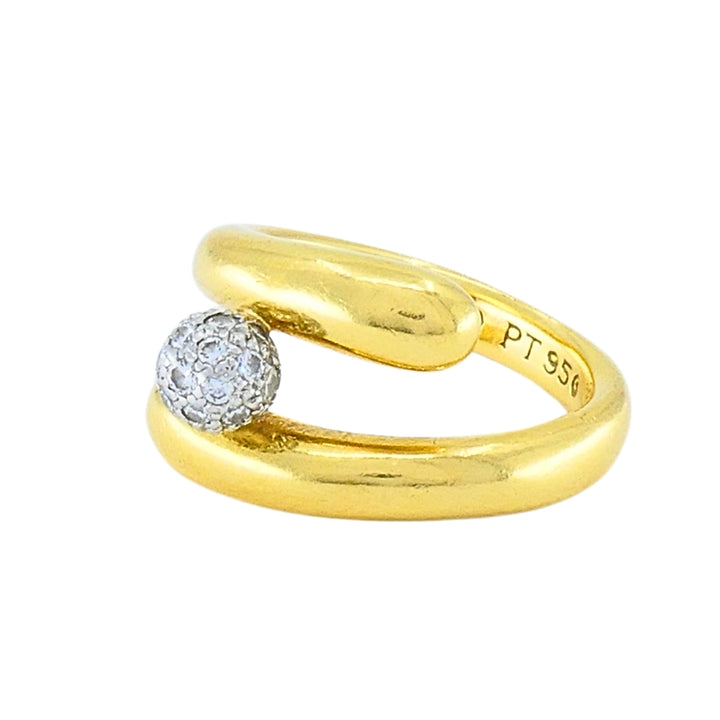 Tiffany & Co. 18k Gold & Platinum Pave Diamond Bypass Ring