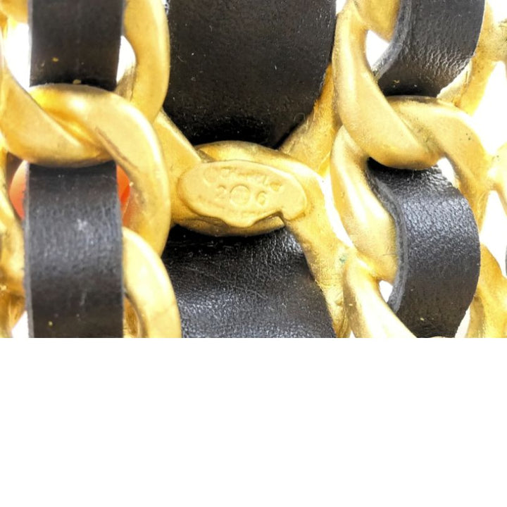 Vintage Chanel 1991 Gold Leather Cuff Bracelet