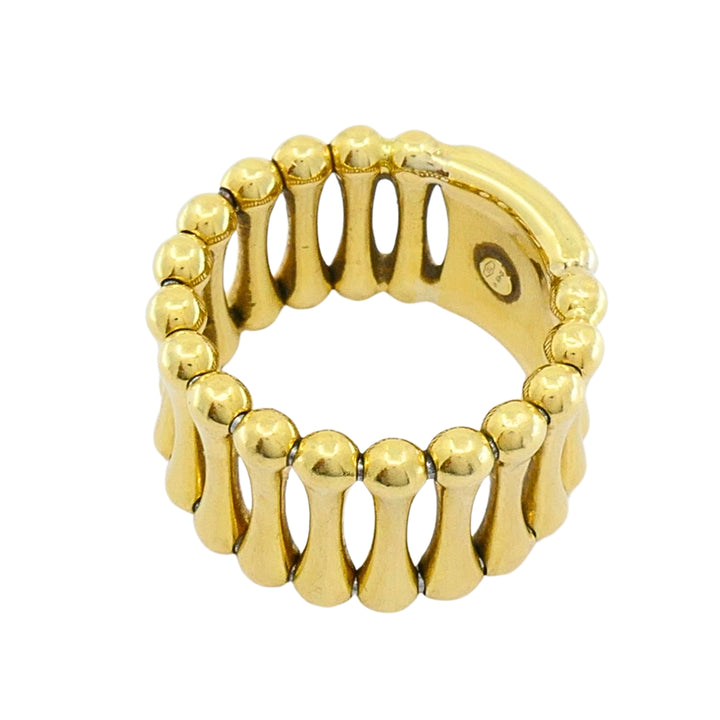 Vintage Chimento 18k Yellow Gold Bamboo‑Style Wide Band Ring