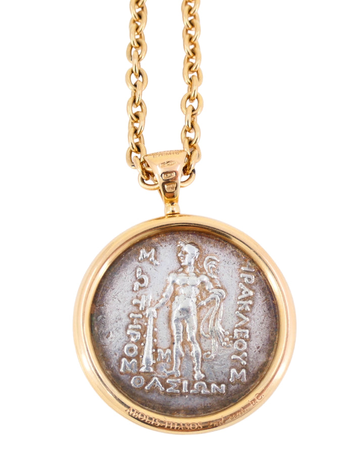 Bvlgari Bulgari Monete Necklace Large Silver Greek Coin Rose Gold