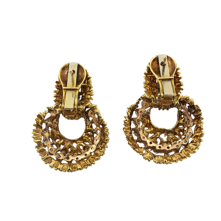 14k Gold  Diamond Door Knocker Earrings