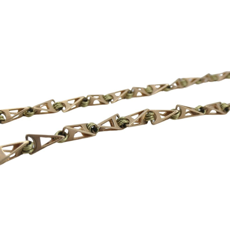 Vintage 14k Two-tone Gold Soviet Geometric Chain Link Necklace