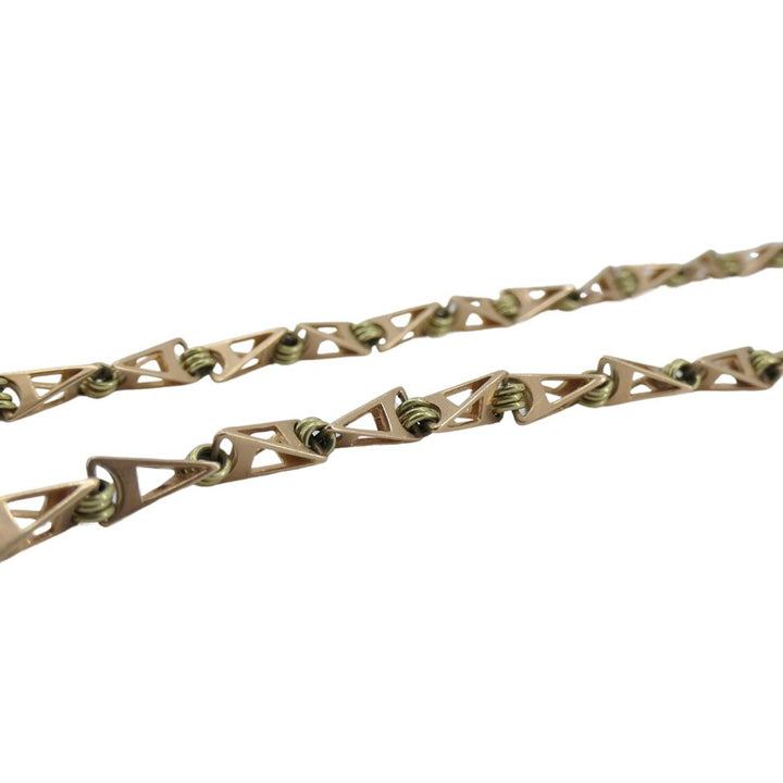 Vintage 14k Two-tone Gold Soviet Geometric Chain Link Necklace