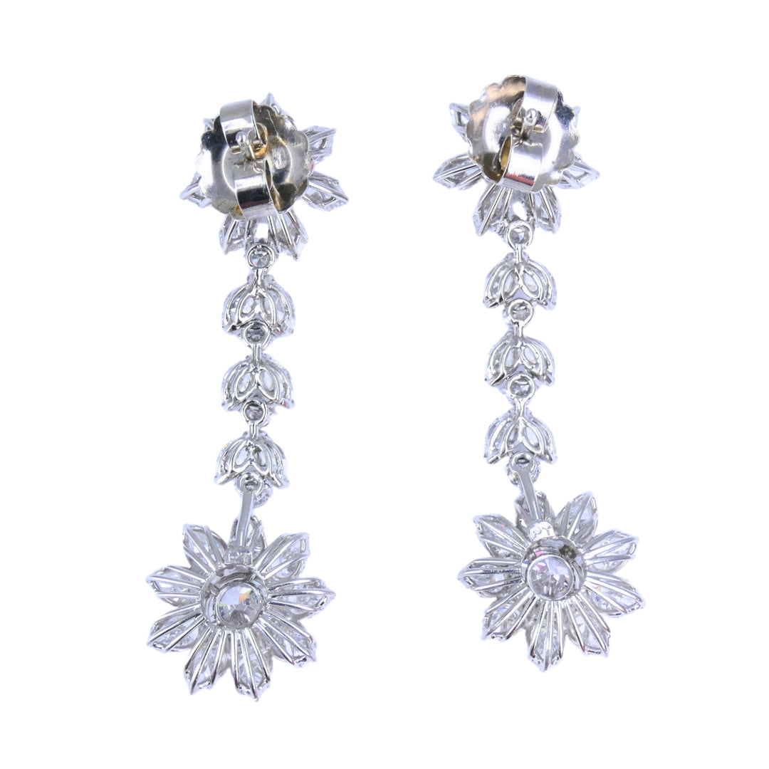 Platinum Diamond Earrings Cluster Dangle Earrings