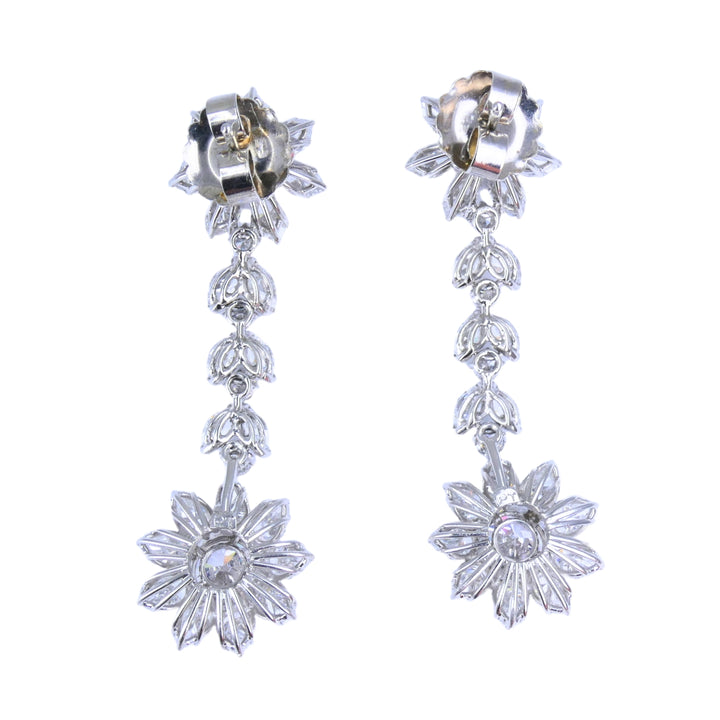 Platinum Diamond Earrings Cluster Dangle Earrings
