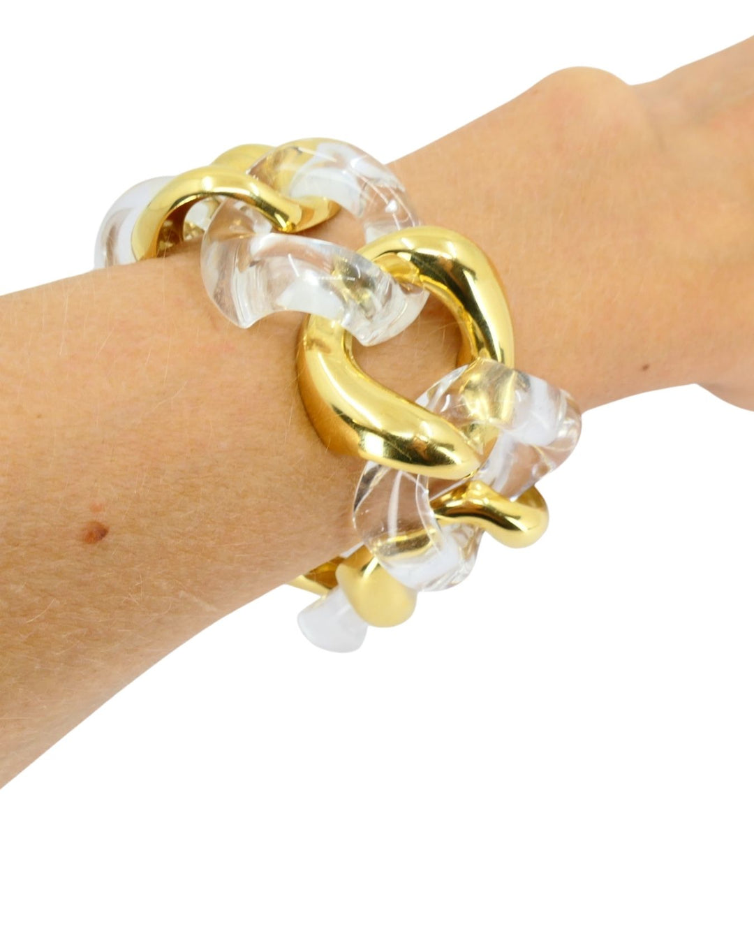 Seaman Schepps Classic Large Link Bracelet 18uk Gold Rock Crystal