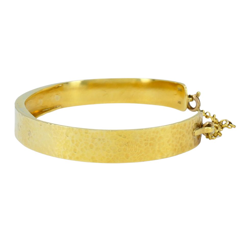 Vintage 18k Hammered Gold Cuff Bracelet