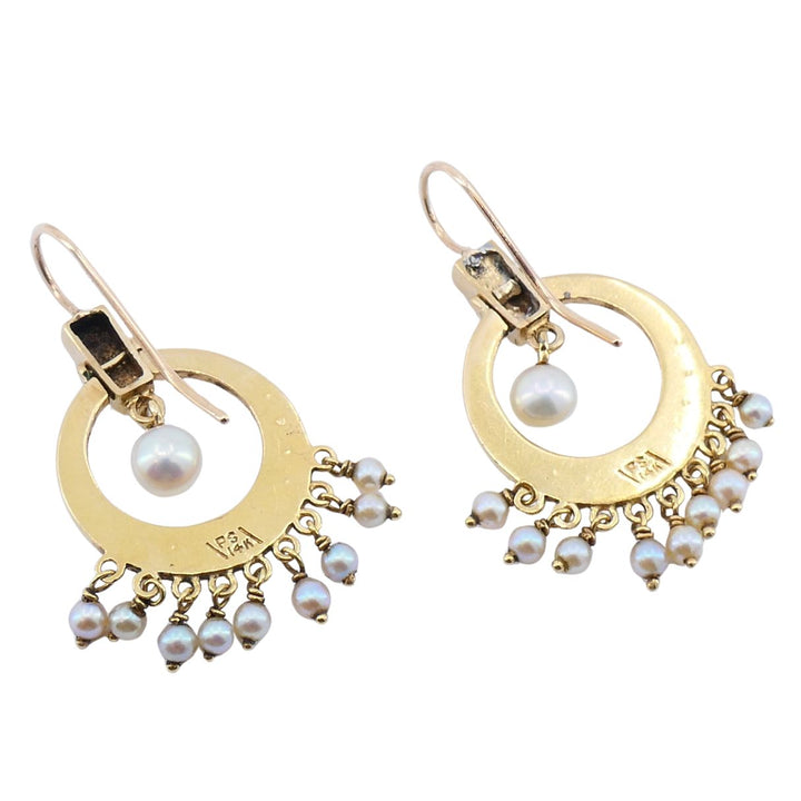 Antique Edwardian 14K Gold Pearl Drop Earrings