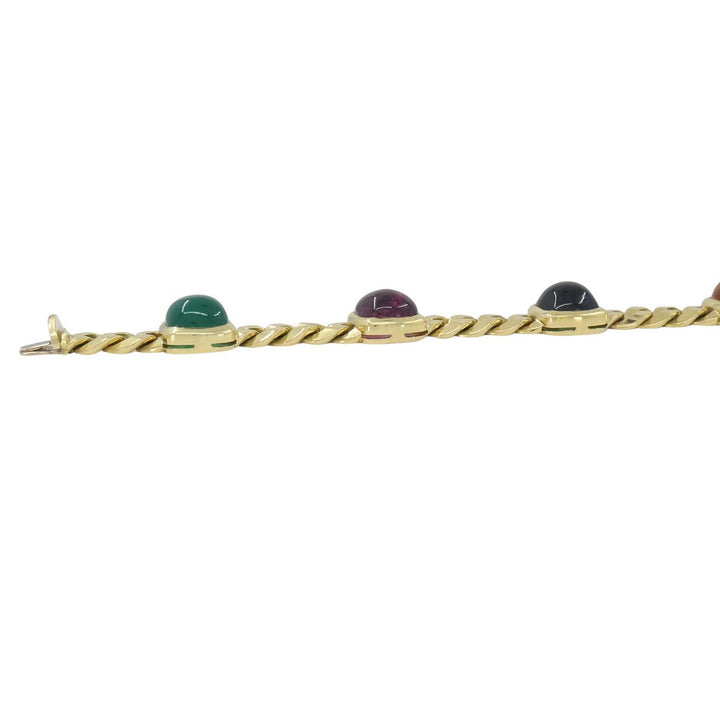 Vintage Bvlgari 18k Gold Curblink Sugarloaf Gemstones Bulgari Bracelet