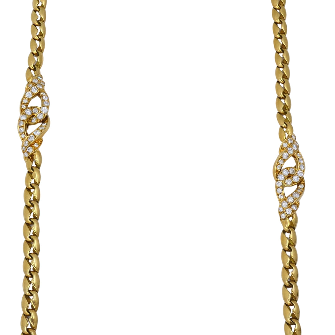 Vintage Boucheron Diamond Necklace 18k Gold Chain France