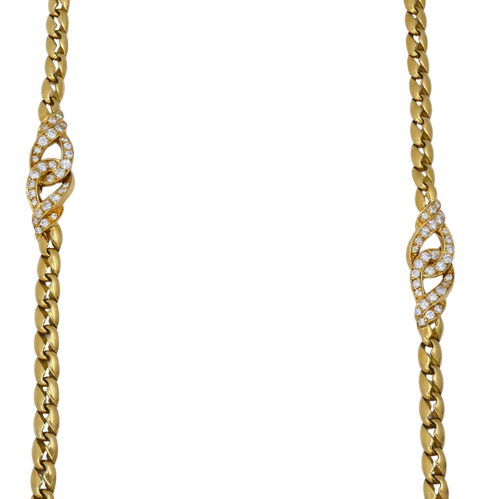 Vintage Boucheron Diamond Necklace 18k Gold Chain France