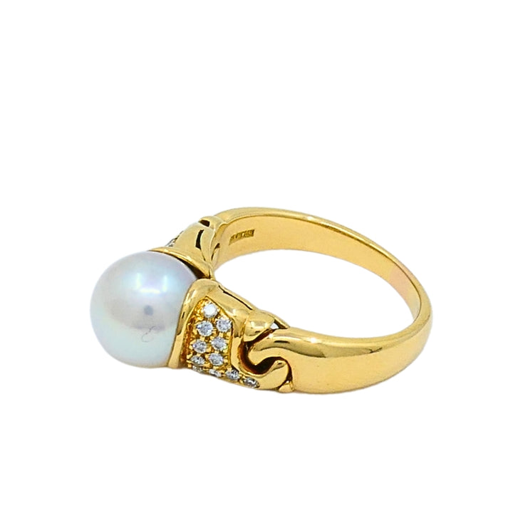 Bvlgari Pearl Diamond 18k Gold Cocktail Ring