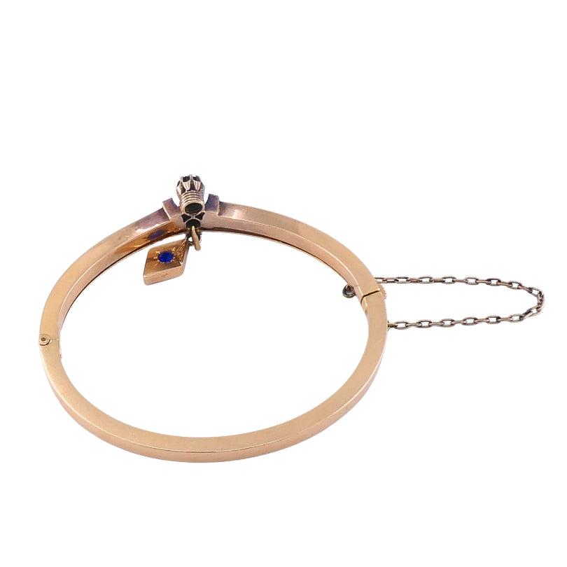 Victorian 14k Gold Gemstone Bangle Bracelet
