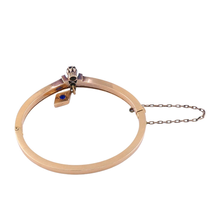 Victorian 14k Gold Gemstone Bangle Bracelet