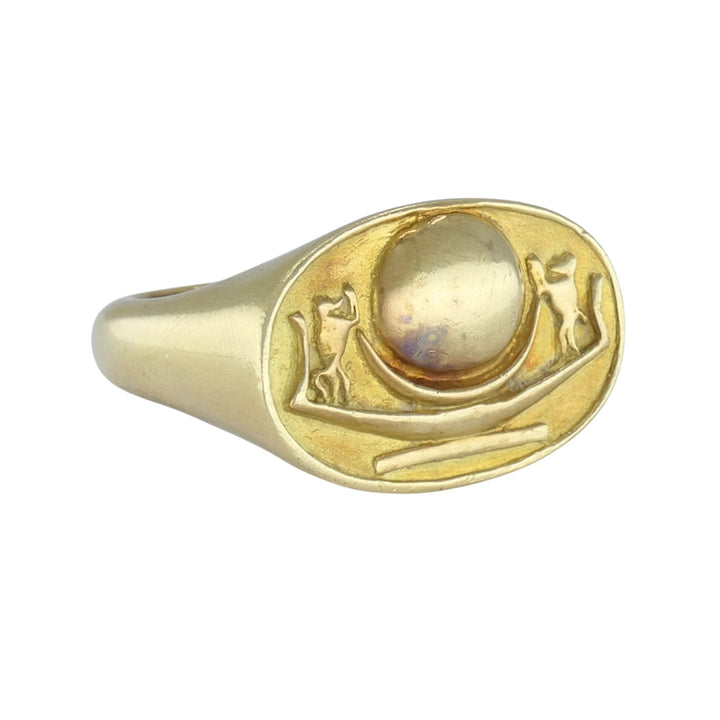Vintage 1978 Egyptian Revival 18k Gold Signet Ring
