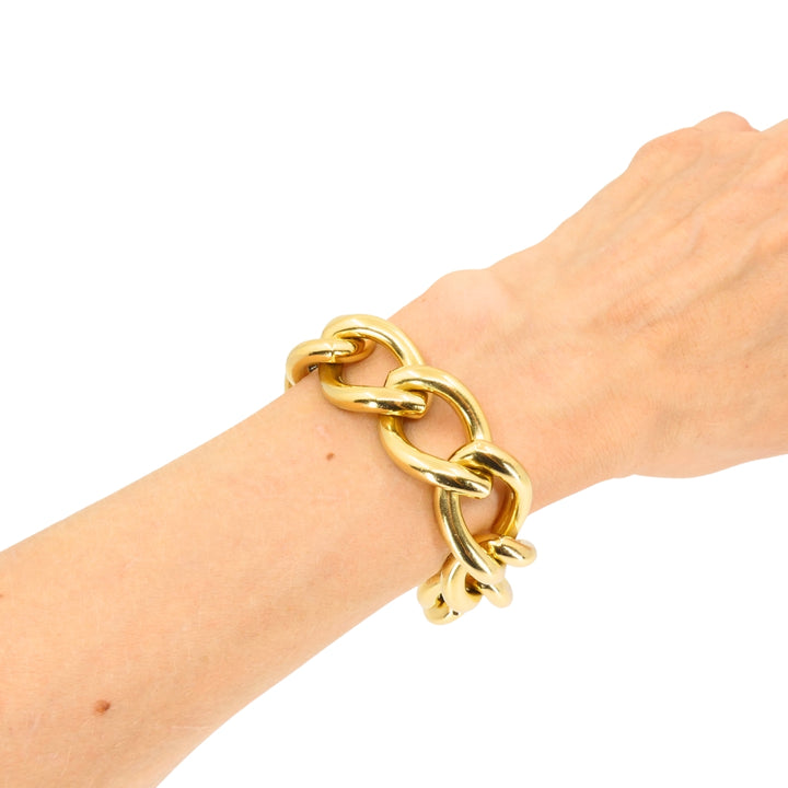 Vintage Italian Bracelet 18k Gold Marquise Shape Link