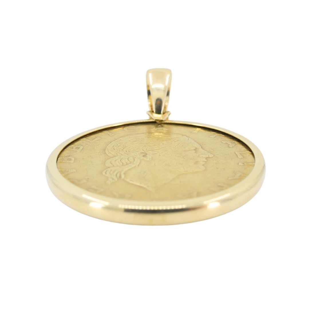 Italian 14k Gold Lire Coin Pendant