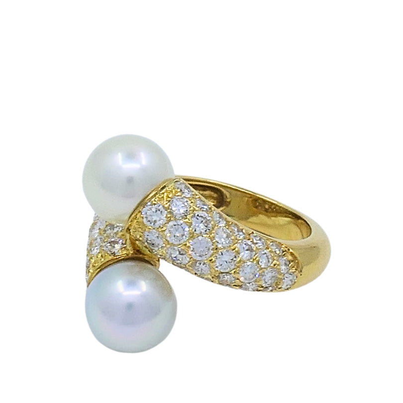 Van Cleef & Arpels Toi Et Moi 18k Gold Pearl Diamond Ring