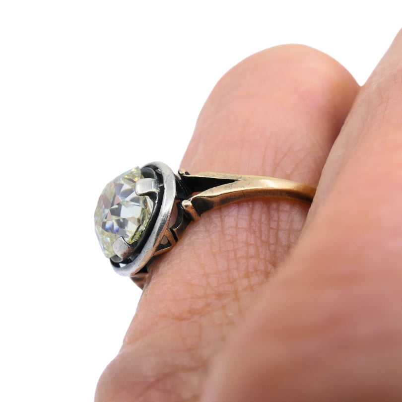 Victorian Engagement Ring 14k Gold Silver Old Mine Cut Diamond