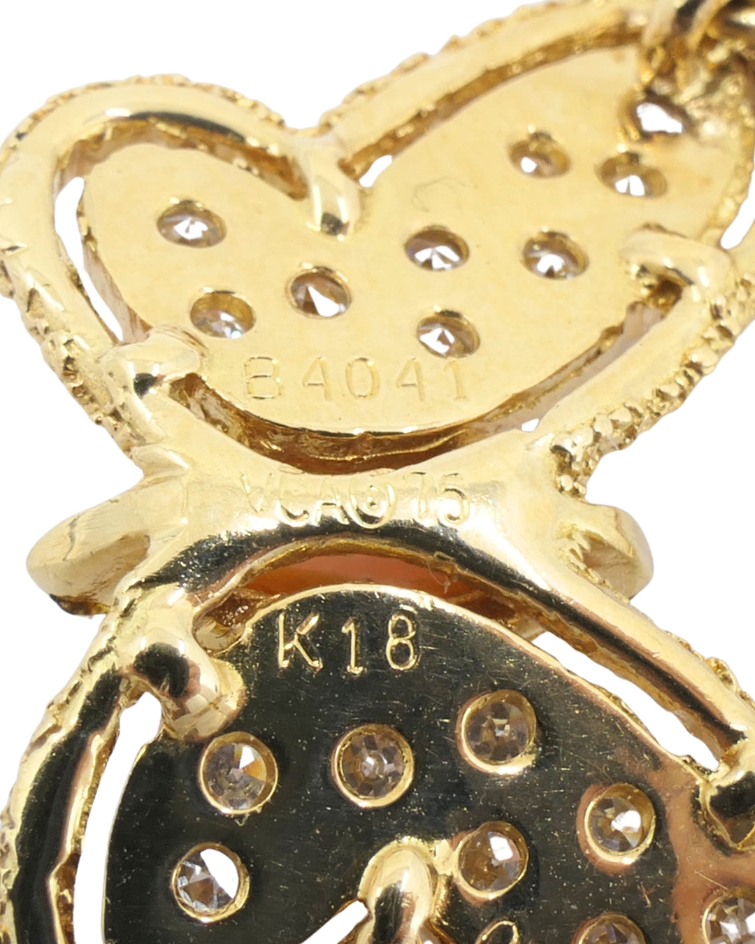 Van Cleef & Arpels Butterfly Necklace Diamond Coral 18k Gold