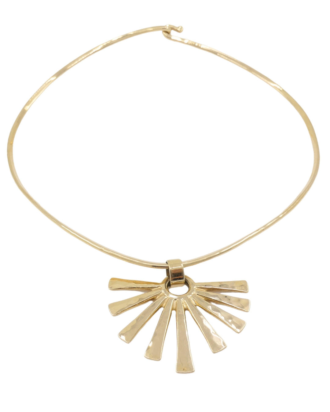 James Avery 14k Gold Collar Necklace Hammered Gold Sun Pendant