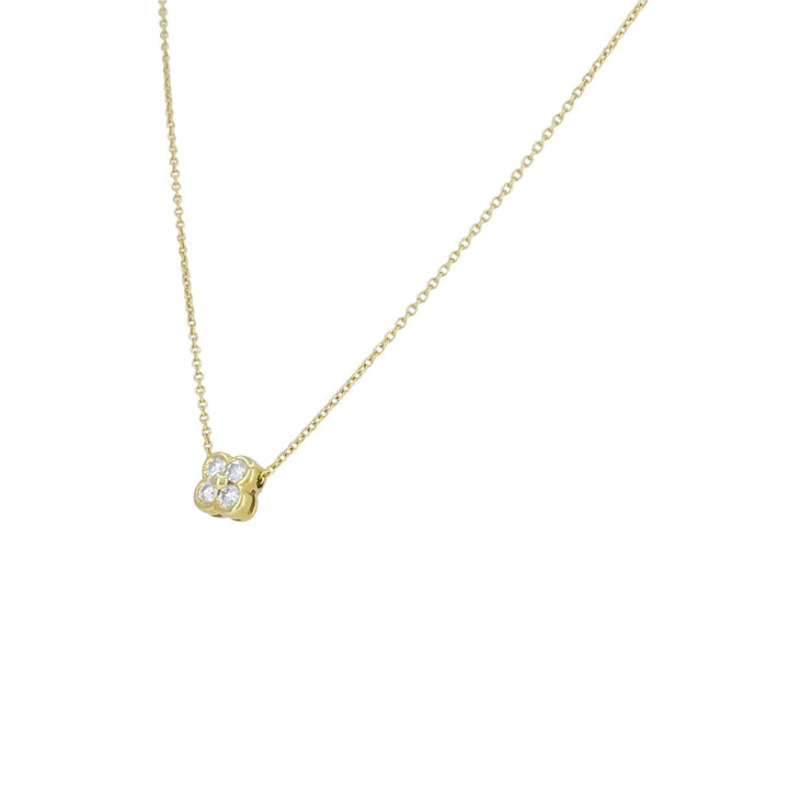 Tiffany & Co. 18k Gold Diamond Clover Flower Pendant Necklace
