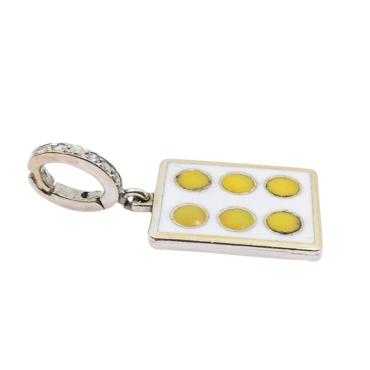 Vintage 12k Gold Domino Six Charm Pavé Diamond Bail