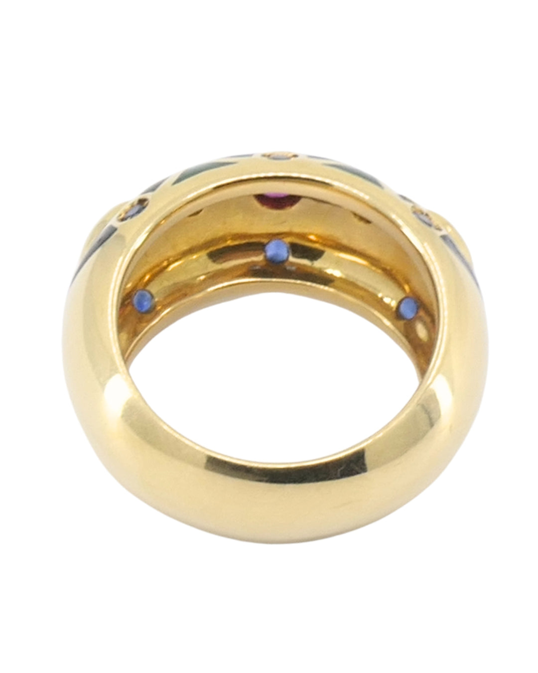 Cartier Vintage Dome Ring Gold Gemstones Enamel Size 5.75