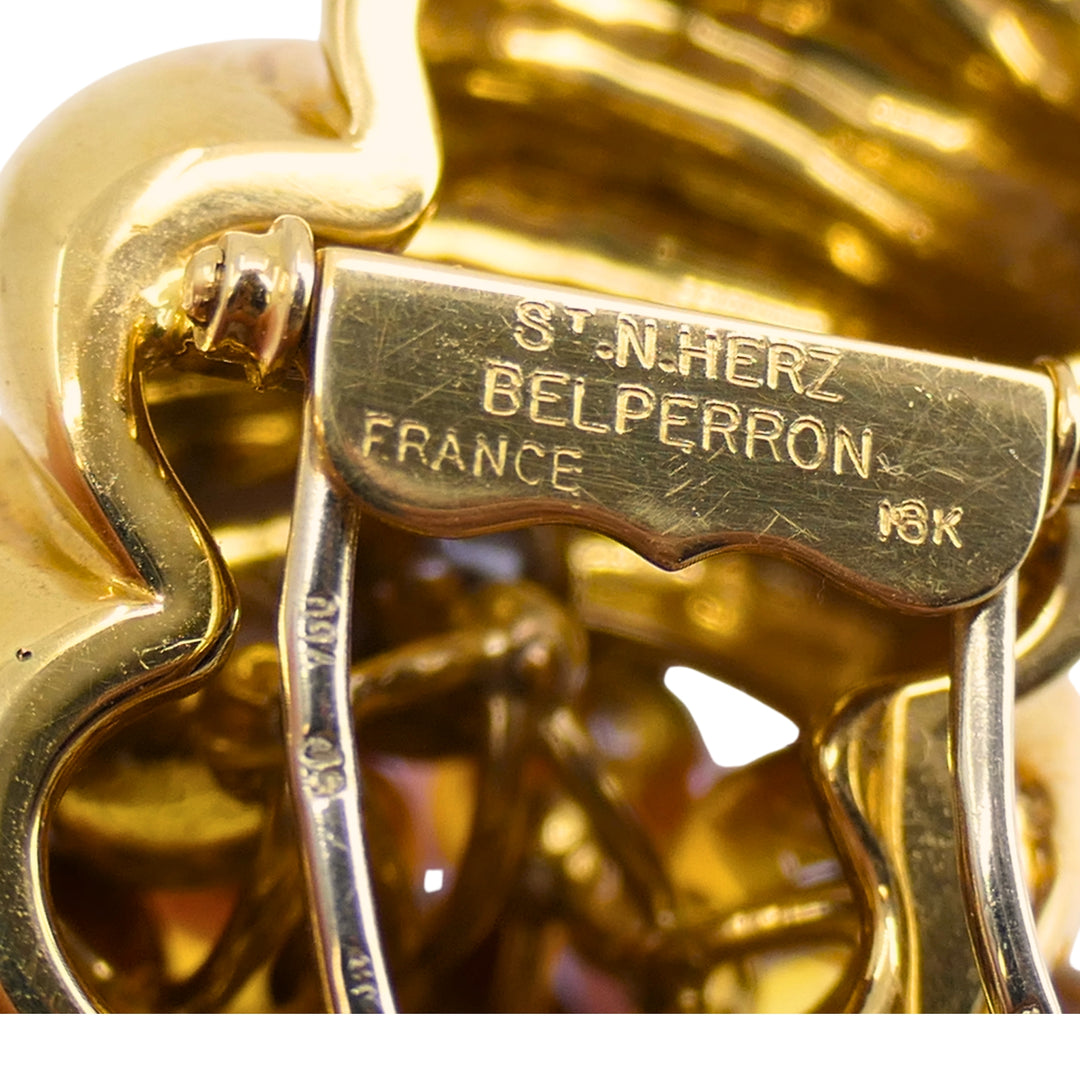 Suzanne Belperron 18k Gold Citrine Cornucopia Clip Brooch Signed “S. N. Herz Belperron”