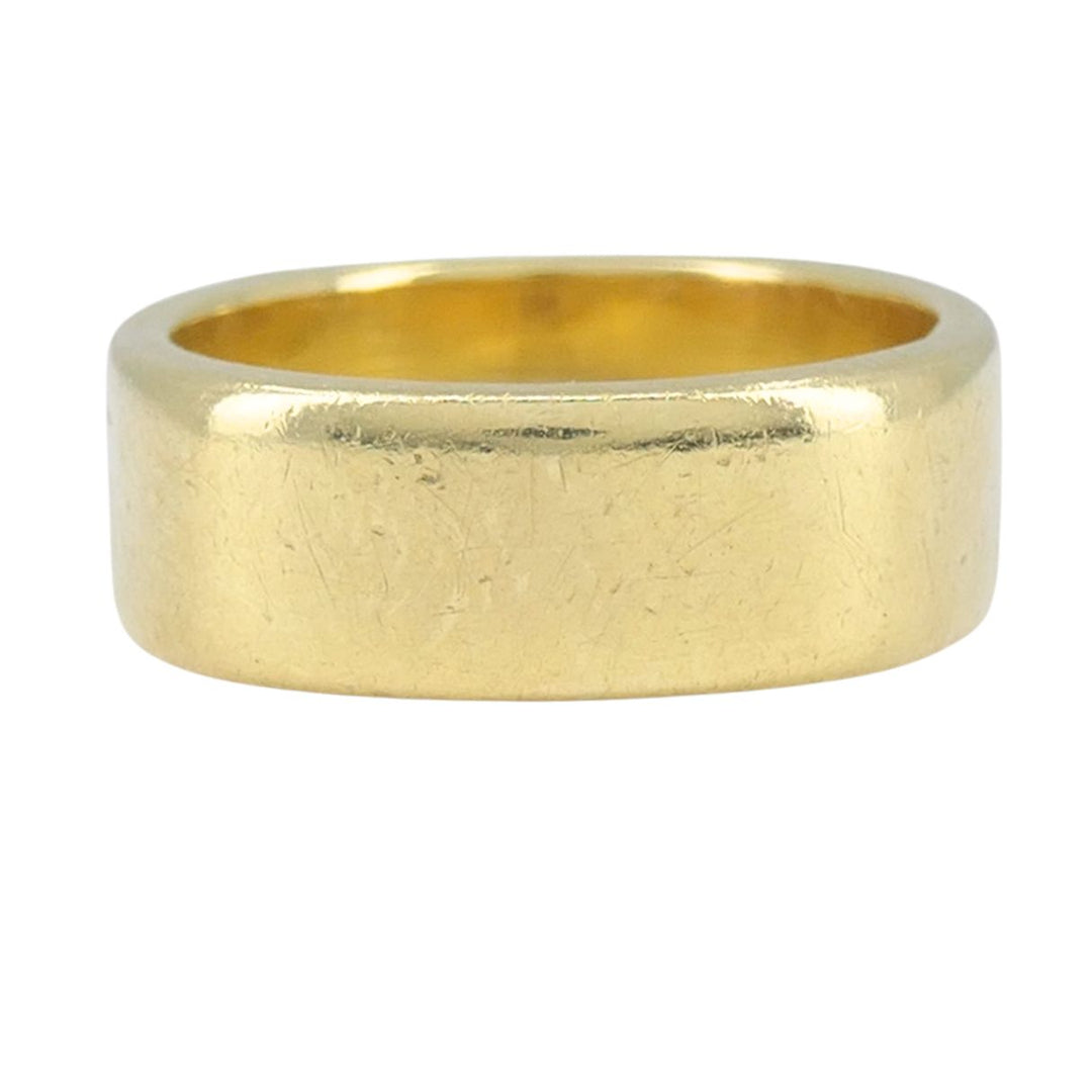 Vintage Cartier 18k Yellow Gold Wide Band Ring with Engraved Monogram