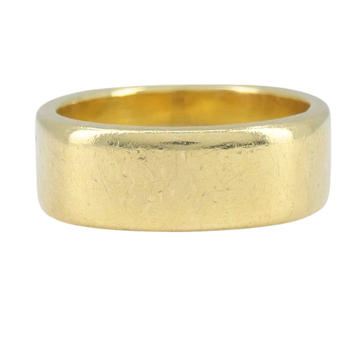 Vintage Cartier 18k Yellow Gold Wide Band Ring with Engraved Monogram
