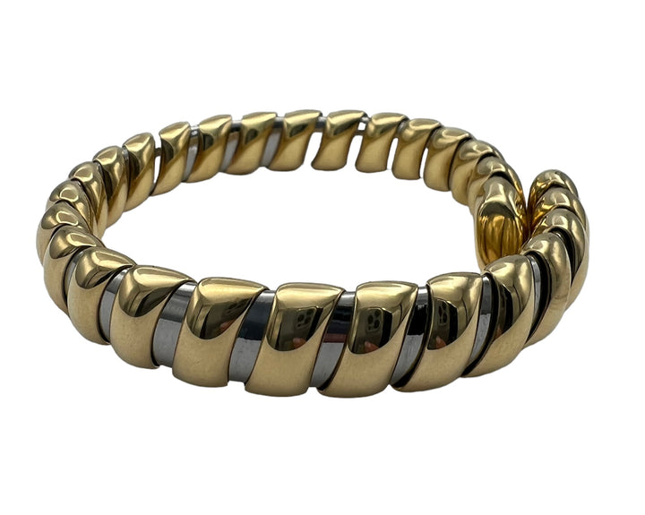 Bulgari Stainless Steel Gold Bangle Bracelet