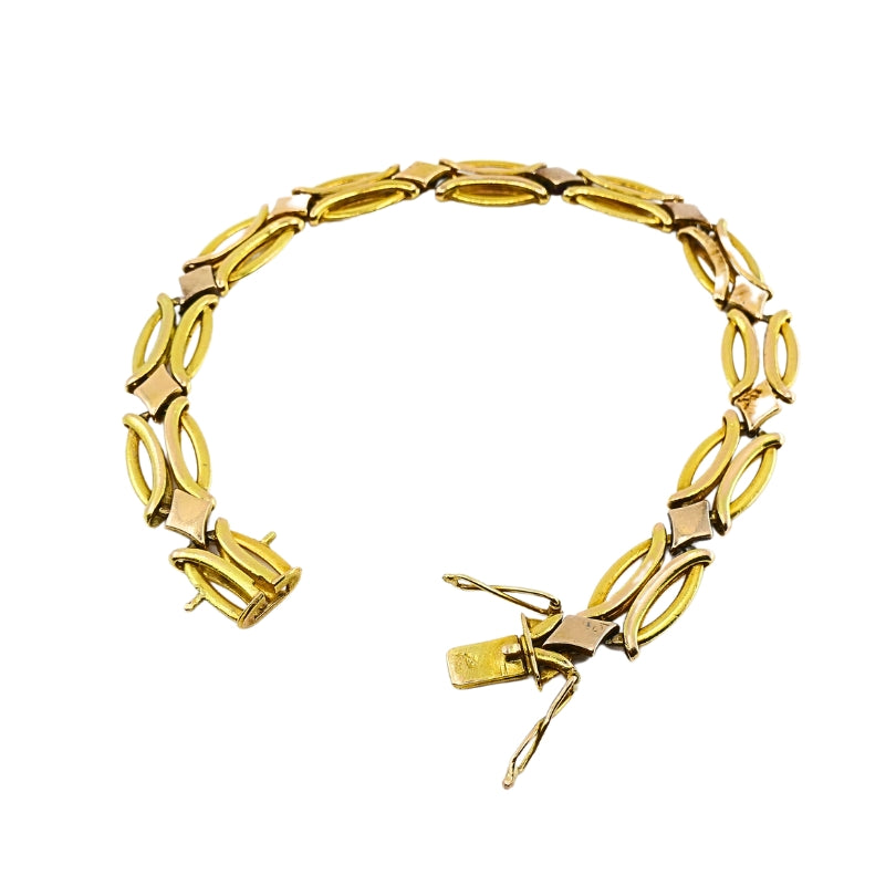 Vintage Two-Tone 14k Gold Link Bracelet