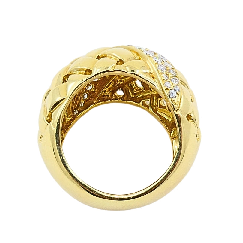 Tiffany and Co. 18K Gold  Diamond Dome Vannerie Ring