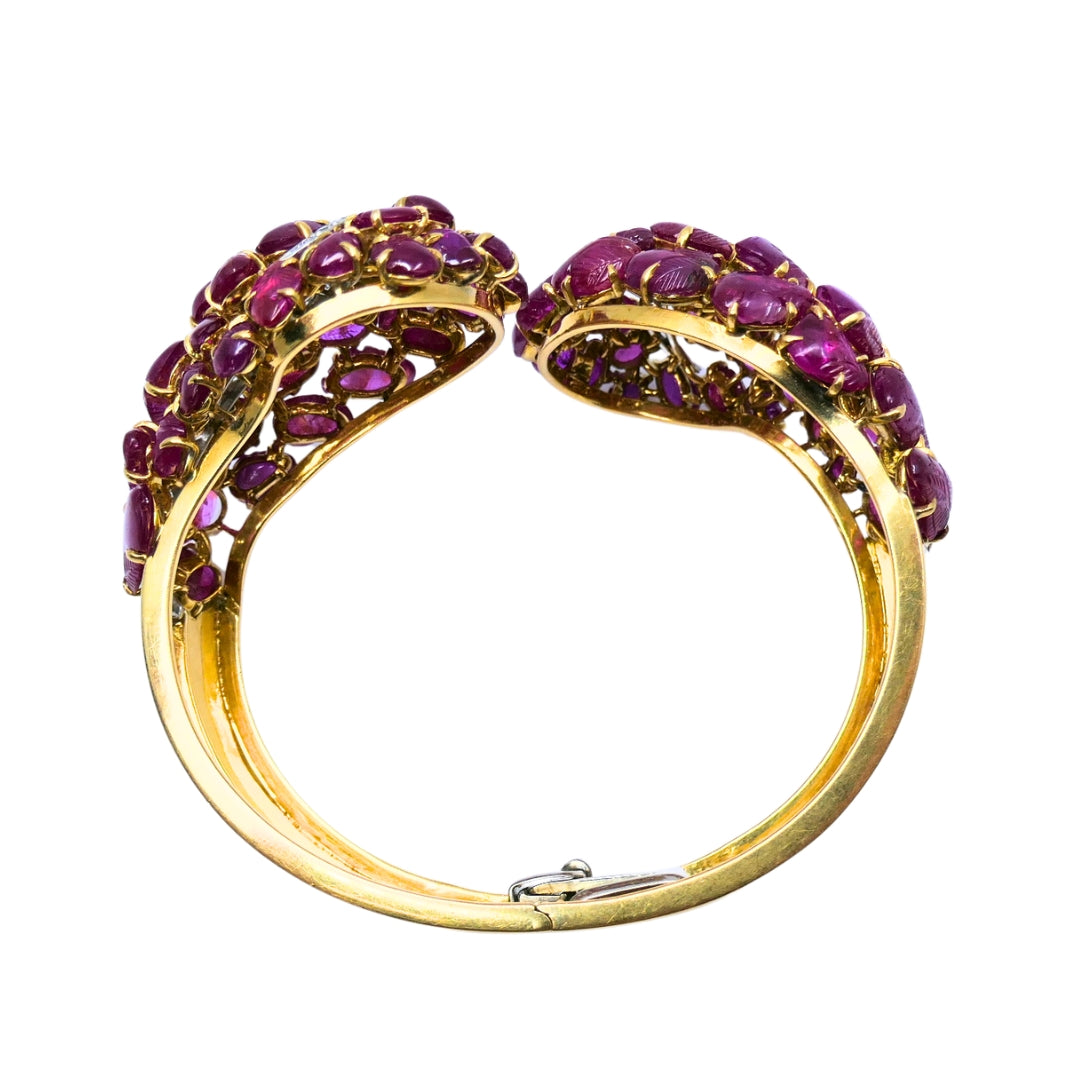Boucheron Ruby Bracelet Diamond Gold Platinum Burmese Ruby GIA, French
