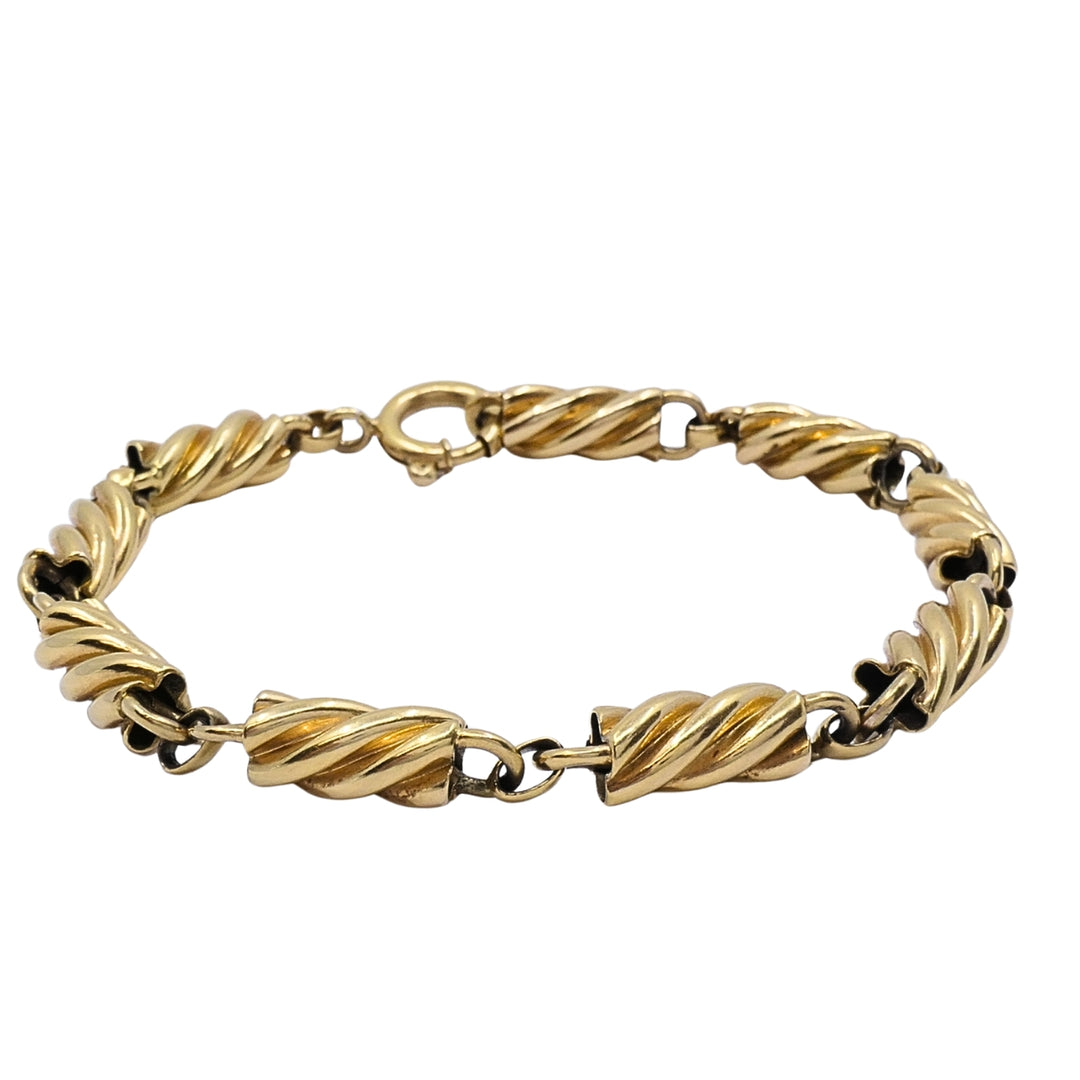 Vintage 18k Gold Twisted Rope Link Bracelet