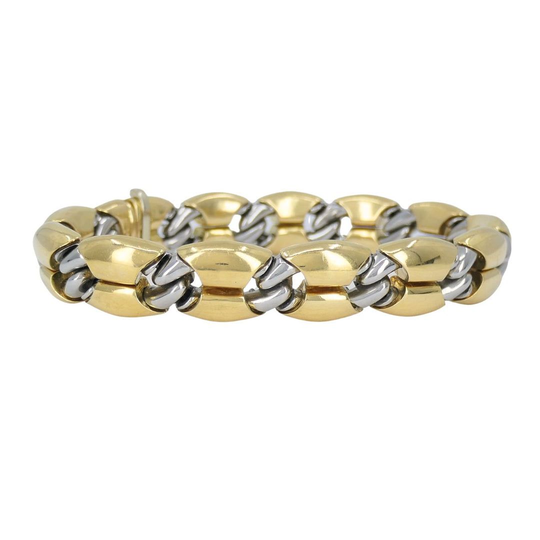 Vintage Bvlgari 18k Gold Steel Link Bracelet